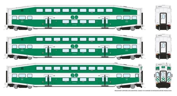 Otter Valley Railroad Model Trains - Tillsonburg, Ontario Canada ::  Announcements :: Rapido 146037 - HO BiLevel Commuter Car - GO Transit (Late  Scheme) Set #2