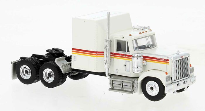 Brekina 85779 - HO 1980 GMC Sleeper-Cab Tractor - Assembled - White, Orange