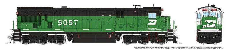 Rapido 42604 - HO GE C36-7 - DC/DCC/Sound - Burlington Northern #5067 (Whiteface Scheme Cascade Green, Black)