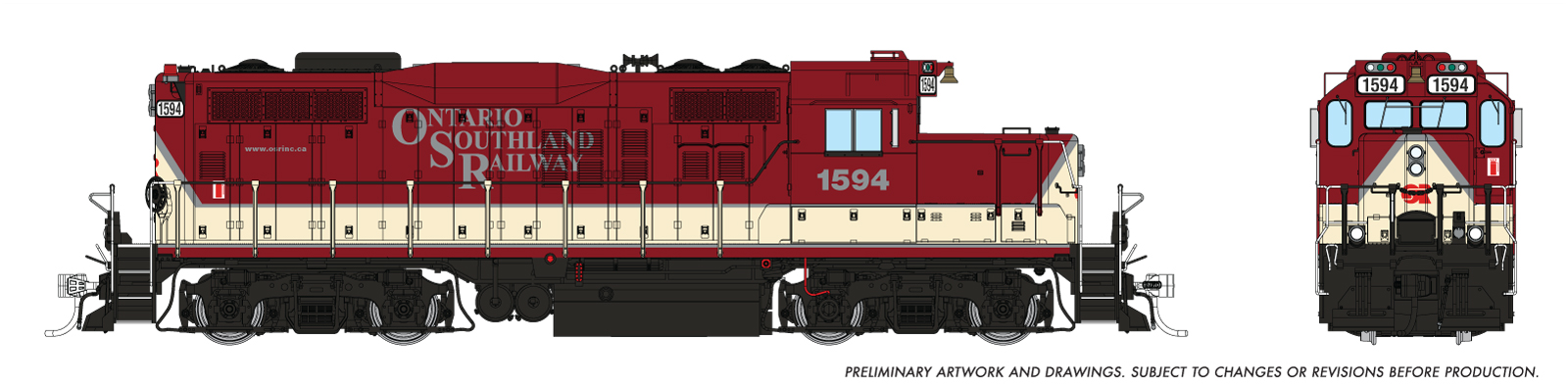 Rapido 54526 - HO GP9u - DC/DCC/Sound - Ontario Southland Railway #1594 - Otter Valley Railroad Exclusive