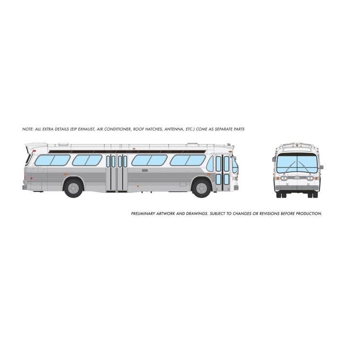 Rapido 751037 - HO 1/87 New Look Bus (Deluxe) - Unlettered Transit with Dual Doors - White/Silver