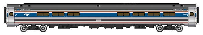 WalthersProto 920-12281 - HO 85ft Amfleet I Club Dinette - Amtrak Phase VI (Travelmark) - Lighted 