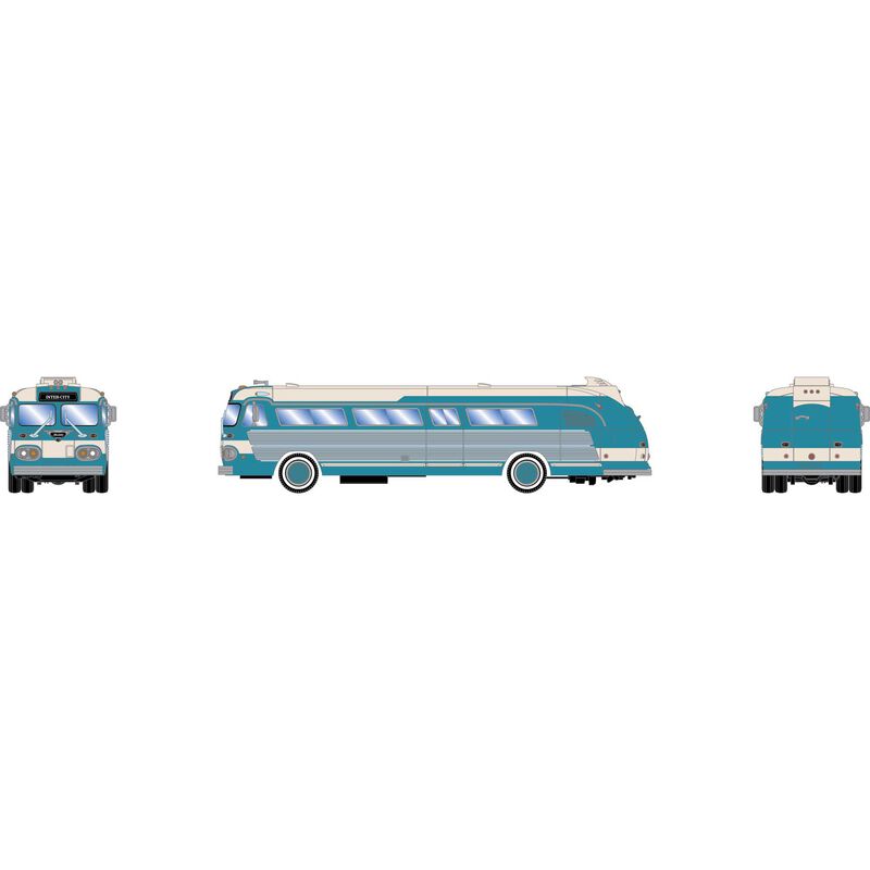 Athearn 140-29071 - HO Intercity Bus - Teal/Cream