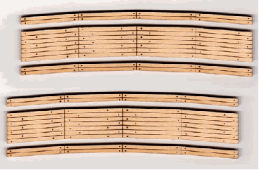 Blair Line 125 - HO Laser-Cut 2-Lane Curved Wood Grade Crossing - 14-16in Radius (2)