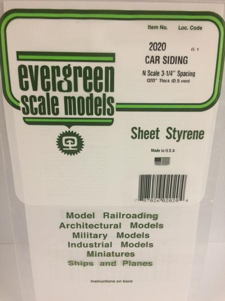 Evergreen Scale Models 2020 - Opaque White Polystyrene N Scale Freight Car Siding .020In x 6In x ...