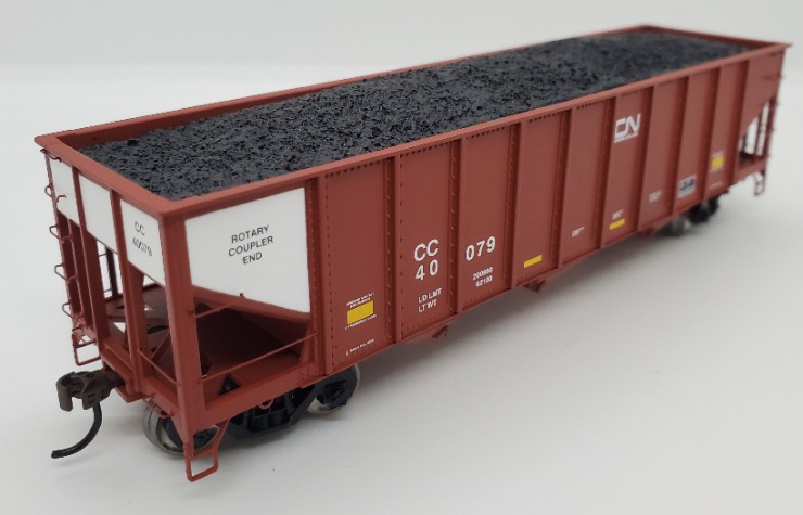 Athearn 15165 - HO RTR 40Ft 3-Bay Ribbed Hopper w/ Load - CN/ CC #40079