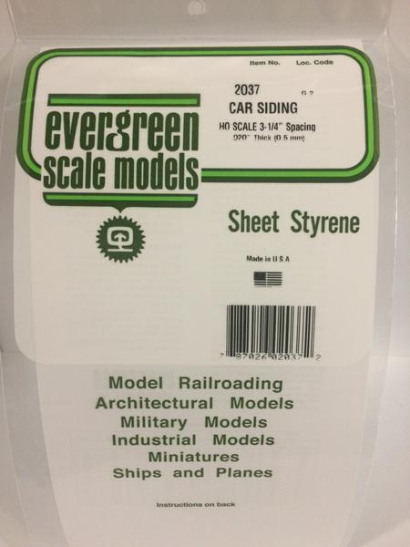 Evergreen Scale Models 2037 .037in Opaque White Polystyrene HO Scale Freight Car Siding (1 Sheet ...