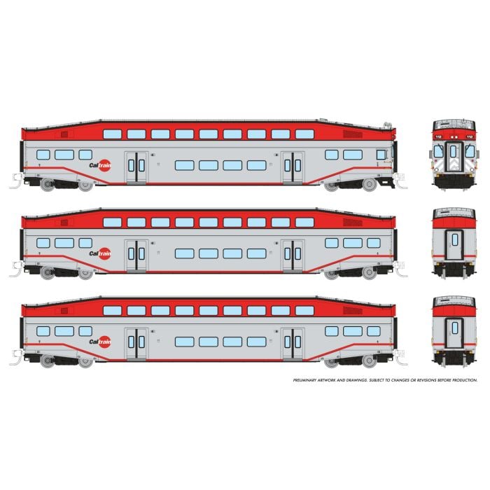 Otter Valley Railroad Model Trains - Tillsonburg, Ontario Canada > N Scale  > Rapido 546008 - N Bilevel Commuter Car - CalTrain (San Francisco Bay  Area) - (Set #2) - (Cab: 120 Coaches: 232 236)