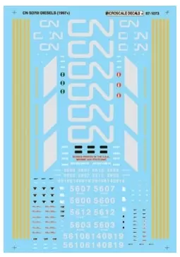 Microscale 601073- N Scale Railroad Decal Set -Canadian National - CN -- SD70I Diesel Locomotives...