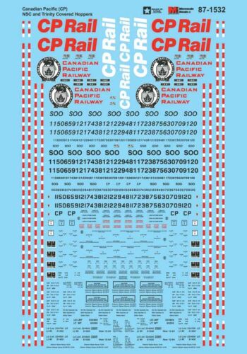 Microscale 601532 - N Scale Railroad Decal Set -- Canadian Pacific NSC and Trinity Covered Hopper...