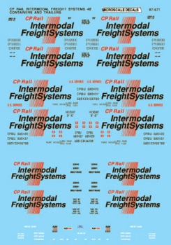 Microscale 87671 - HO CP Rail - 48ft Containers & Tractors, 1990-Present - Waterslide Decal