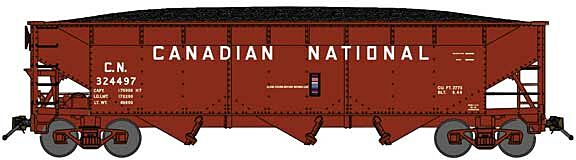 Bluford Shops 74030- N 70-Ton Offset-Side 3-Bay Covered Hopper - Canadian National #324497 (Boxca...