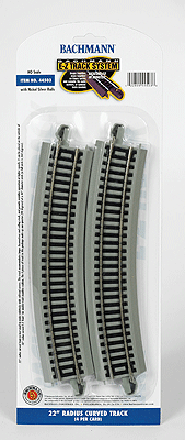 Bachmann 44503 - HO Nickel-Silver EZ Track - 22 Inch Radius Curved Track- Gray Roadbed 