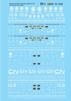 Microscale 871525 - HO Canadian National ex IC 50Ft Boxcars - 1990+ - Waterslide Decals