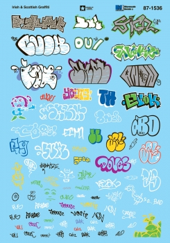 Microscale 871536 - HO Graffiti Decal Set - Irish and Scottish Graffiti - Waterslide Decals