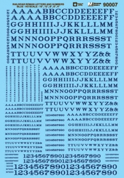 Microscale 90007 - HO Alphabets - Railroad Roman - Blue - Waterslide Decals