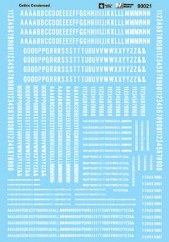 Microscale 90021 - HO Alphabets - Condensed Gothic - White - Waterslide Decals