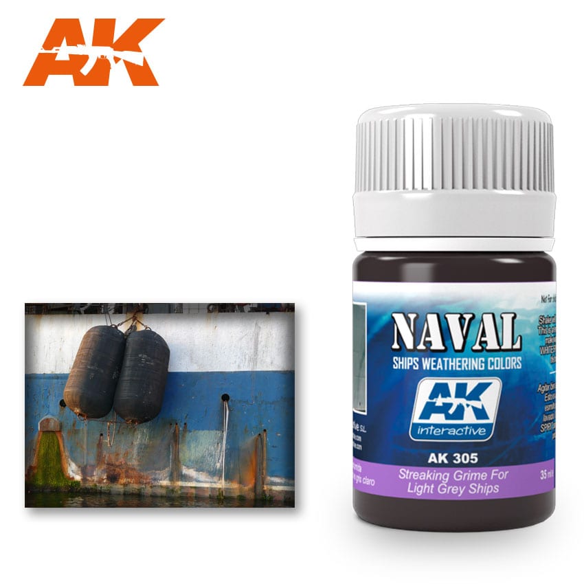 AK Interactive 305 Light Grey Ship Streaking Grime Enamel Paint 35ml