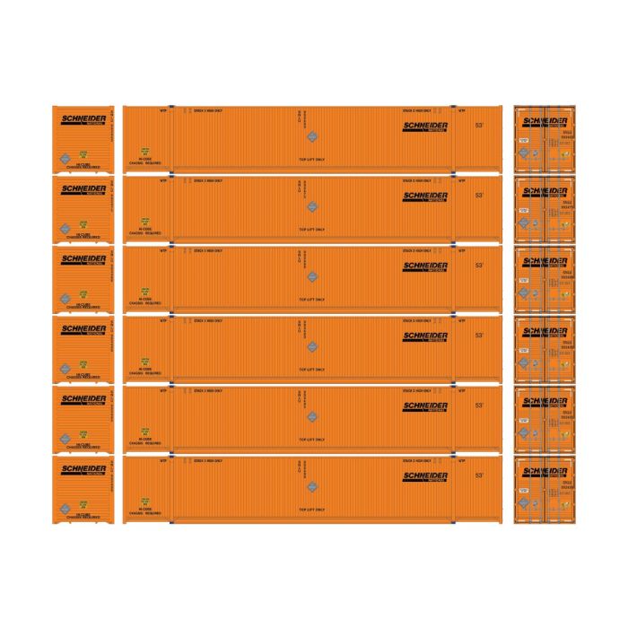 Athearn 140-28523 - HO 53 Ft CIMC Containers - Schneider (6 pack) #1  