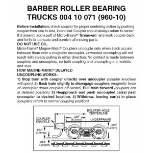 Micro Trains 004 10 071 - Z Scale Barber Roller Bearing Trucks w/Short Extension Couplers (10 pai...