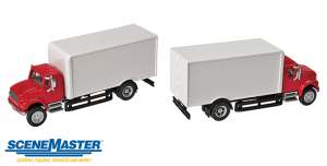 Walthers 11291 HO SceneMaster International(R) 4900 Single-Axle Box Van - Assembled - Red Cab & W...