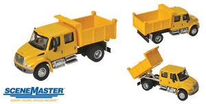 Walthers 11632 HO SceneMaster International(R) 4300 Crew Cab Dump Truck - Assembled - Yellow