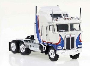 Brekina 85731 - HO 1976 Kenworth K100 Aerodyne Sleeper-Cab Semi Tractor - White, Red, Blue