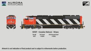 Aurora Miniatures Inc 110002 HO - GMD SD50F Diesel - DC/Silent - Canadian National - (Stripes) - ...