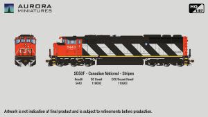 Aurora Miniatures Inc 110003 HO - GMD SD50F Diesel - DC/Silent - Canadian National - (Stripes) - ...