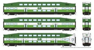 Rapido 146040 - HO BiLevel Commuter Car - GO Transit/ Metrolinx - Set #1