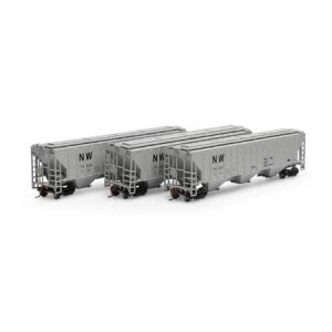 Athearn 18792 - HO RTR PS 4740 Covered Hopper - Norfolk & Western (3pkg)