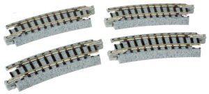 Kato Unitrack 20-101 - N Scale Curved Track - 15-degree Radius - 9-3/4in Radius-(4/pkg)