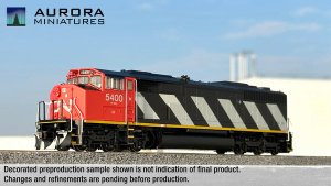 Aurora Miniatures Inc 110001 HO - GMD SD50F Diesel - DC/Silent - Canadian National - (Stripes) - ...