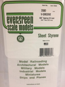 Evergreen Scale Models 2080 .080in Opaque White Polystyrene V Groove Siding (1Sheet)