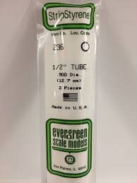 Evergreen Scale Models 236 - OD Opaque White Polystyrene Tubing .50In x 14In (2 pcs pkg)