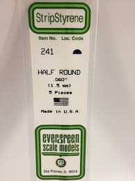 Evergreen Scale Models 241 - Opaque White Polystyrene Half Round .06In x 14In (5 pcs pkg)