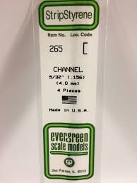 Evergreen Scale Models 265 - Opaque White Polystyrene Channel .156In x 14In (4 pcs pkg)