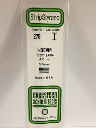 Evergreen Scale Models 275 - Opaque White Polystyrene I-Beam .156In x 14In (3 pcs pkg)