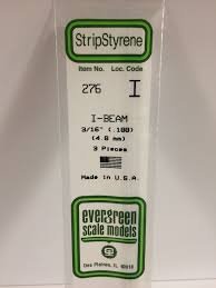 Evergreen Scale Models 276 - Opaque White Polystyrene I-Beam .188In x 14In (3 pcs pkg)