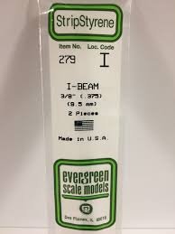 Evergreen Scale Models 279 - Opaque White Polystyrene I-Beam .375In x 14In (2 pcs pkg) 