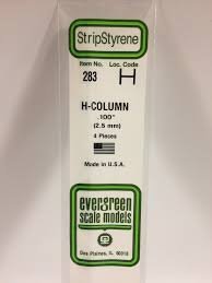 Evergreen Scale Models 283 - Opaque White Polystyrene H-Column .100In x 14In (4 pcs pkg)