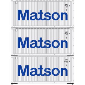 Athearn 28854 HO RTR 20Ft Corrugated Container Matson 3 Pack 