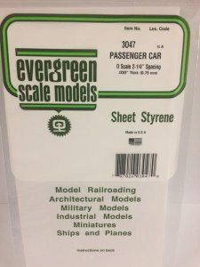 Evergreen Scale Models 3047 .047in Opaque White Polystyrene Passenger Car Siding (1Sheet)