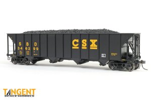 Tangent 32012 - HO Bethlehem 3350 CuFt Quad Coal Hopper - SBD/CSXT (Black Repaint 1987+) #345871