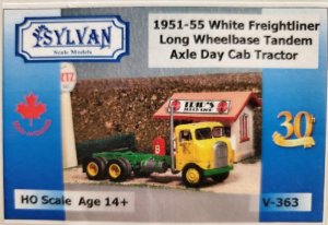 Sylvan Scale Models V-363 HO Scale - 1951-55 White Freightliner Long WB Tandem Day Cab Tractor - ...