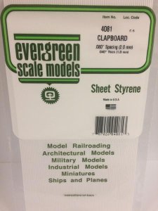 Evergreen Scale Models 4081 .080in Opaque White Polystyrene Clapboard Siding (1sheet)