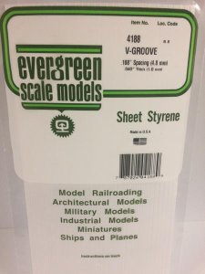 Evergreen Scale Models 4188 .188in Opaque White Polystyrene V Groove Siding (1sheet)