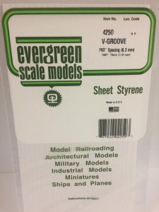 Evergreen Scale Models 4250 .250in Opaque White Polystyrene V Groove Siding (1sheet)