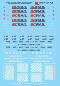 Microscale Railroad Decal Set British Columbia Railway (BCOL) BC Rail -Diesels 1990+ 87-726