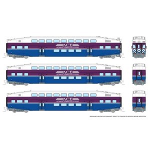 Rapido 546001 - N Bilevel Commuter Car -  ACE / San Jose (Set #1) - (Cab: 3305 Coaches: 3212 3216...